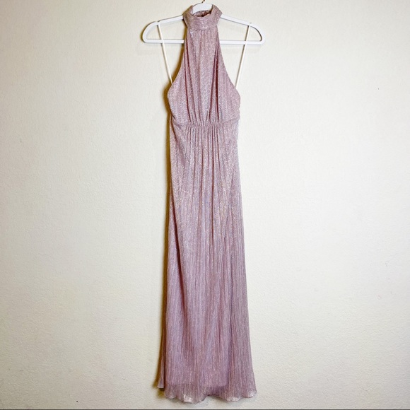 Show Me Your MuMu Collette Collar Dress Maxi Magic Mauve Glimmer Pink Size Small - Picture 2 of 9